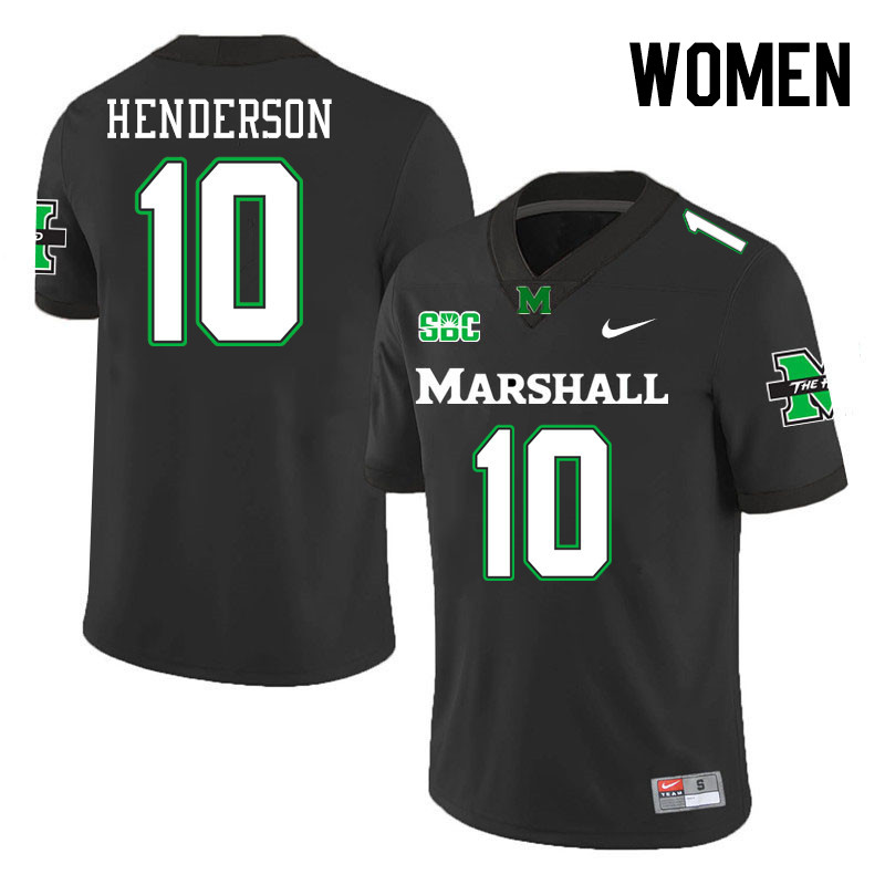 Women #10 Jacobie Henderson Marshall Thundering Herd SBC Conference College Football Jerseys Stitche